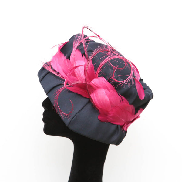 Fuchsia Navy Bucket Cloche ~ SOLD
