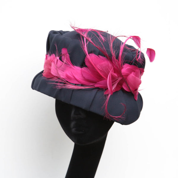 Fuchsia Navy Bucket Cloche ~ SOLD