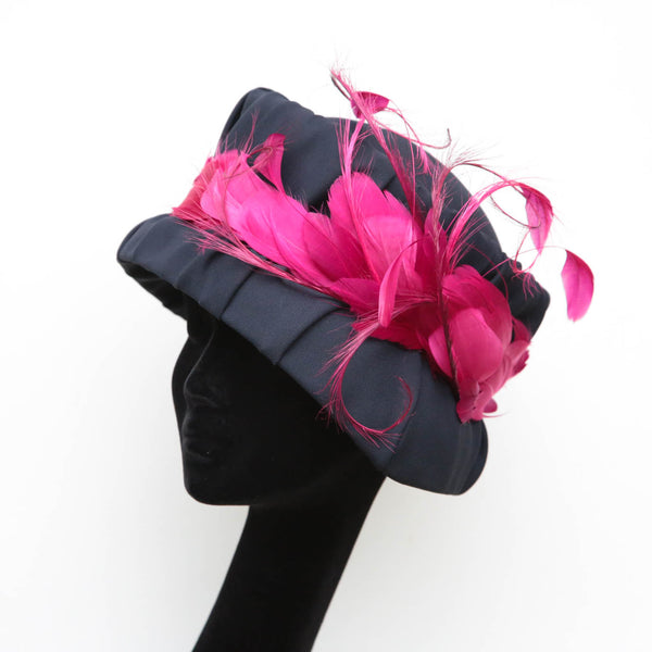 Fuchsia Navy Bucket Cloche ~ SOLD