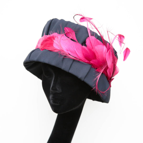 Fuchsia Navy Bucket Cloche ~ SOLD