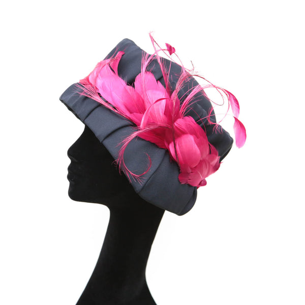 Fuchsia Navy Bucket Cloche ~ SOLD