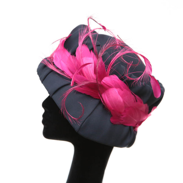 Fuchsia Navy Bucket Cloche ~ SOLD