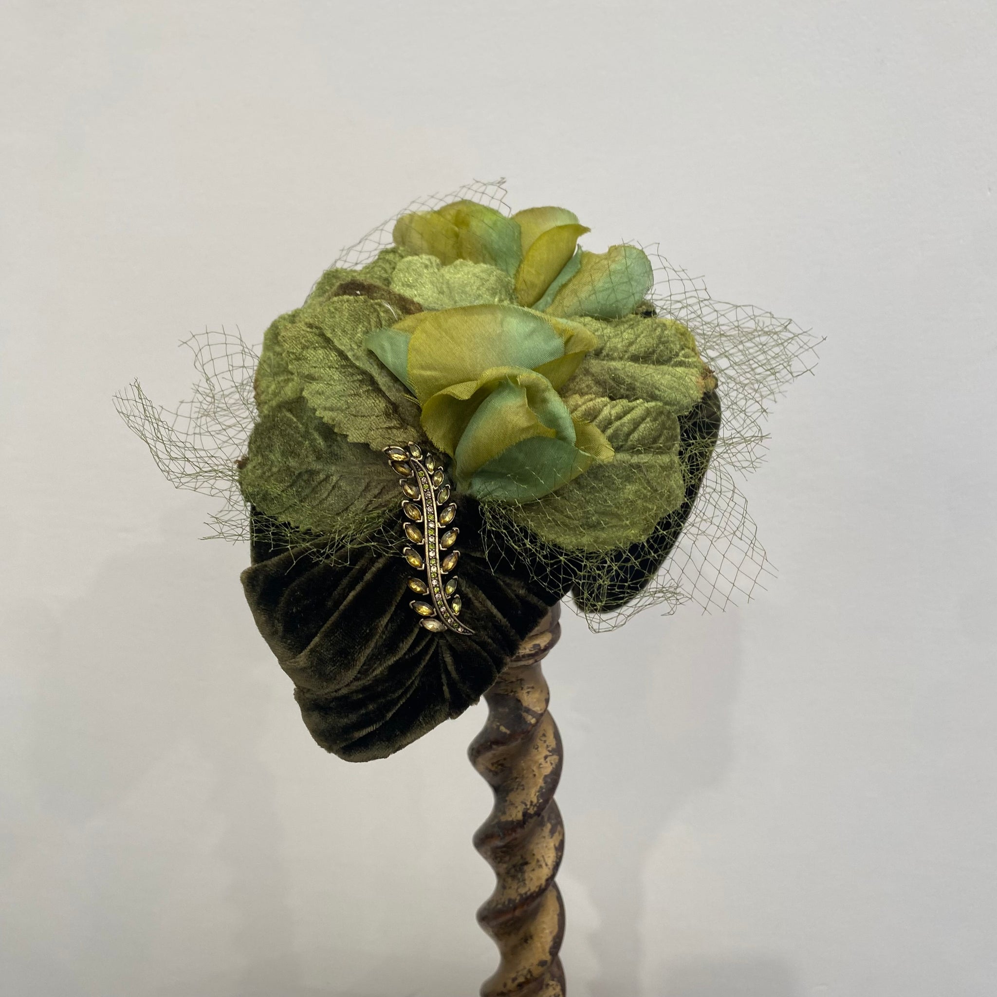 Lime olive flower headband