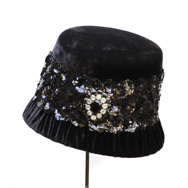 Black Sequin Cloche