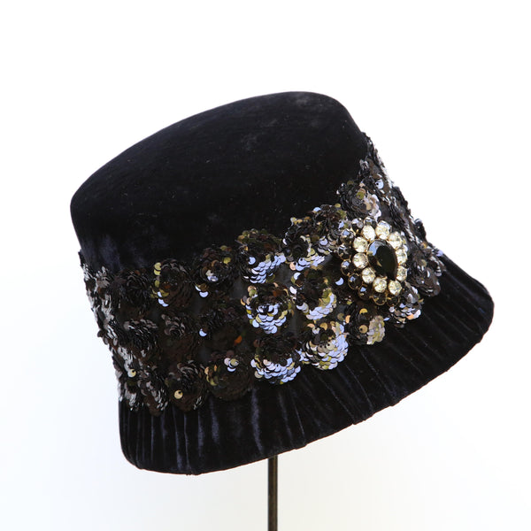 Black Sequin Cloche