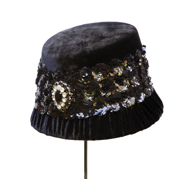Black Sequin Cloche
