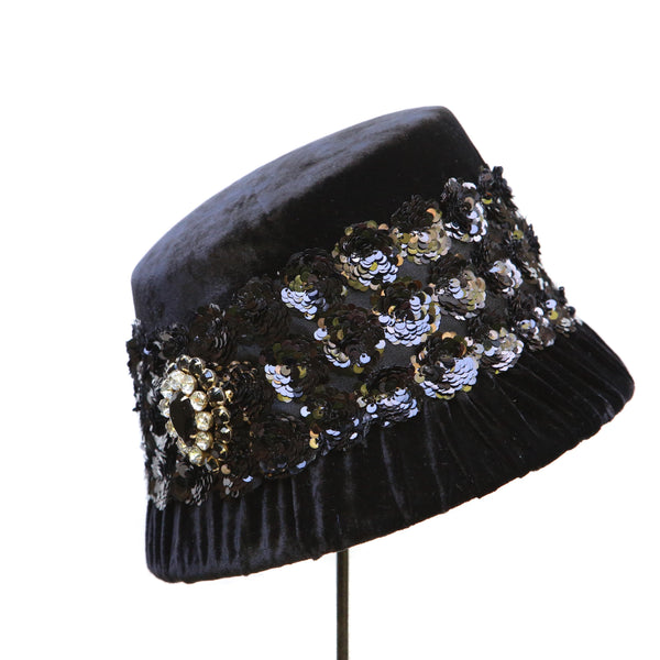 Black Sequin Cloche
