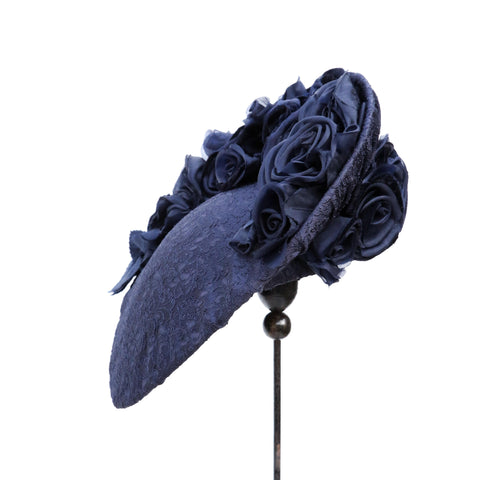 Navy Rose Damask