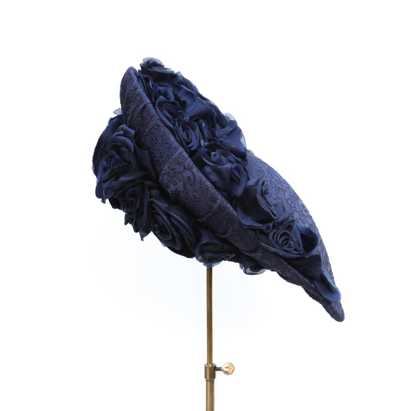 Navy Rose Damask