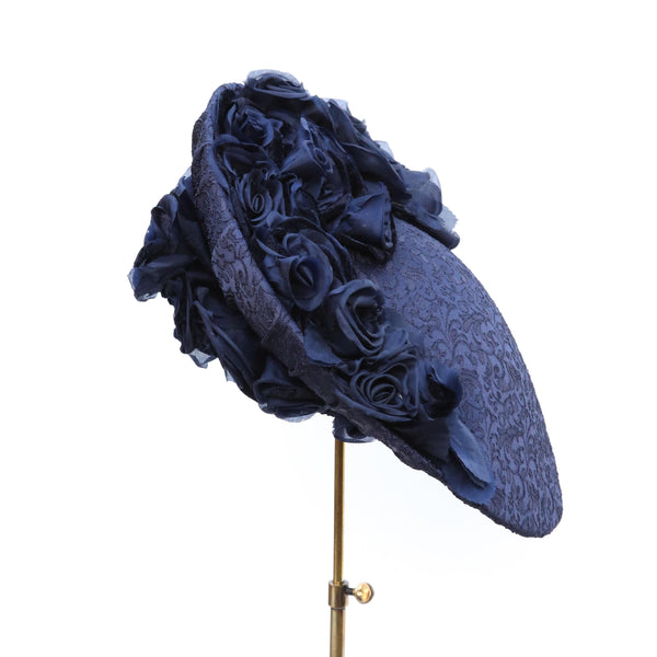 Navy Rose Damask