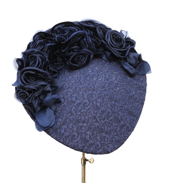 Navy Rose Damask