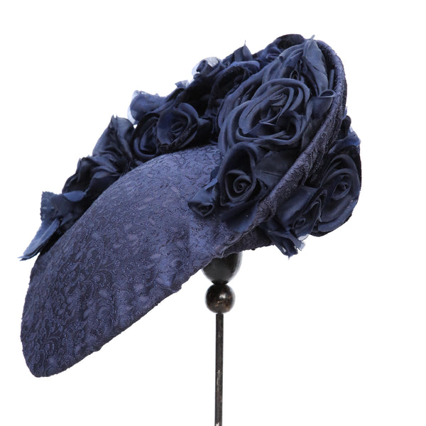 Navy Rose Damask