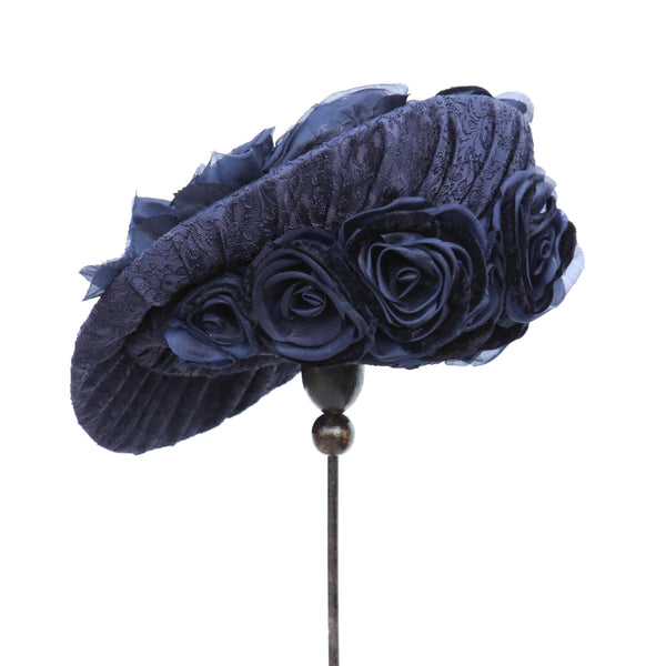 Navy Rose Damask