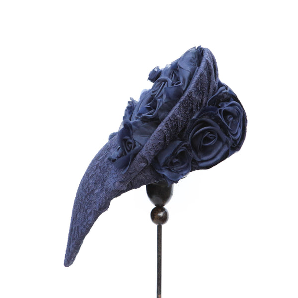 Navy Rose Damask