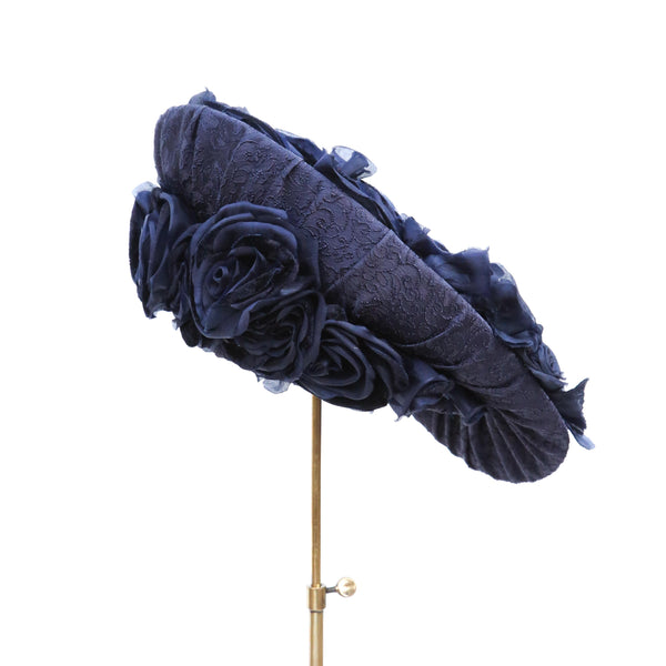 Navy Rose Damask