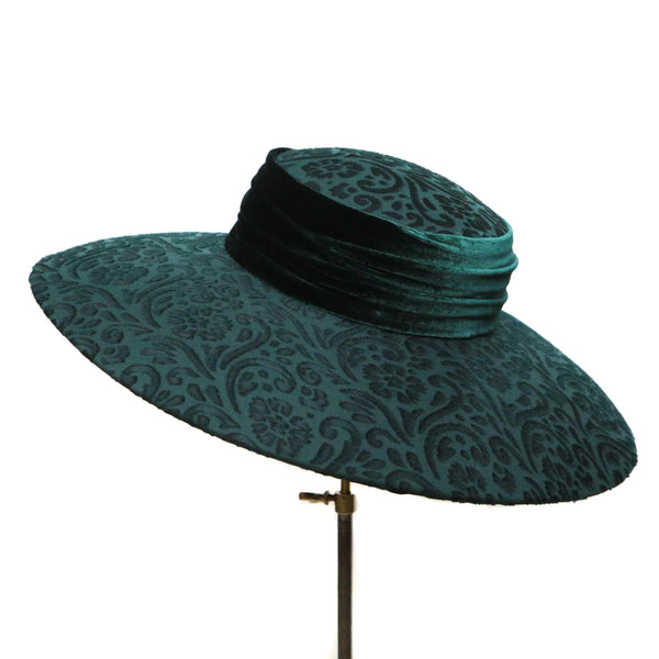 Green Devoré Boater