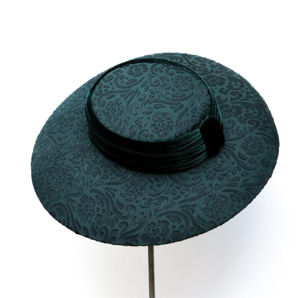 Green Devoré Boater