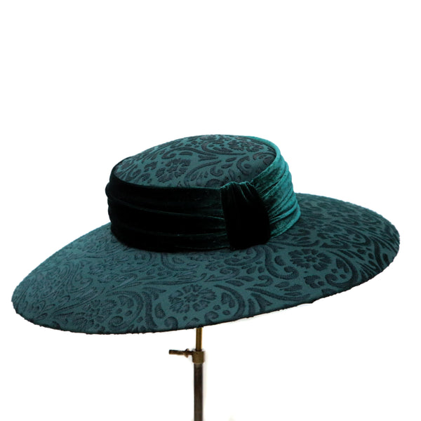 Green Devoré Boater