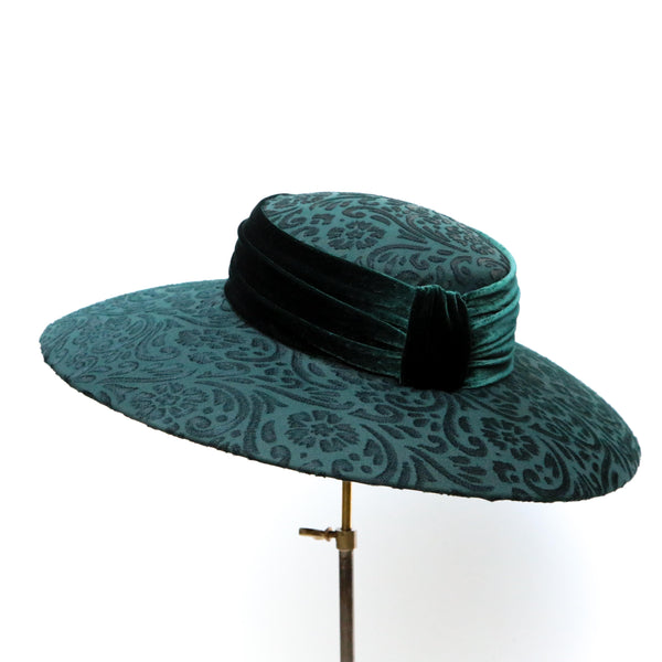 Green Devoré Boater