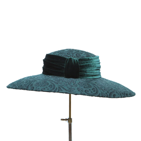 Green Devoré Boater