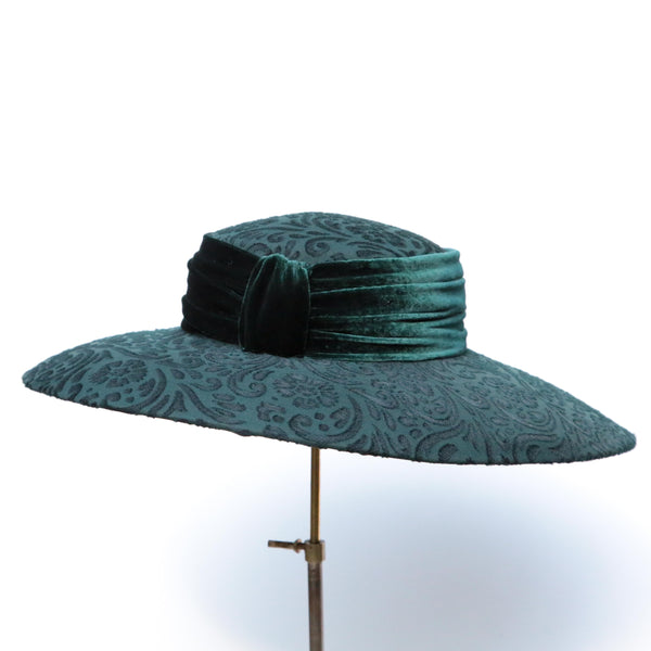 Green Devoré Boater