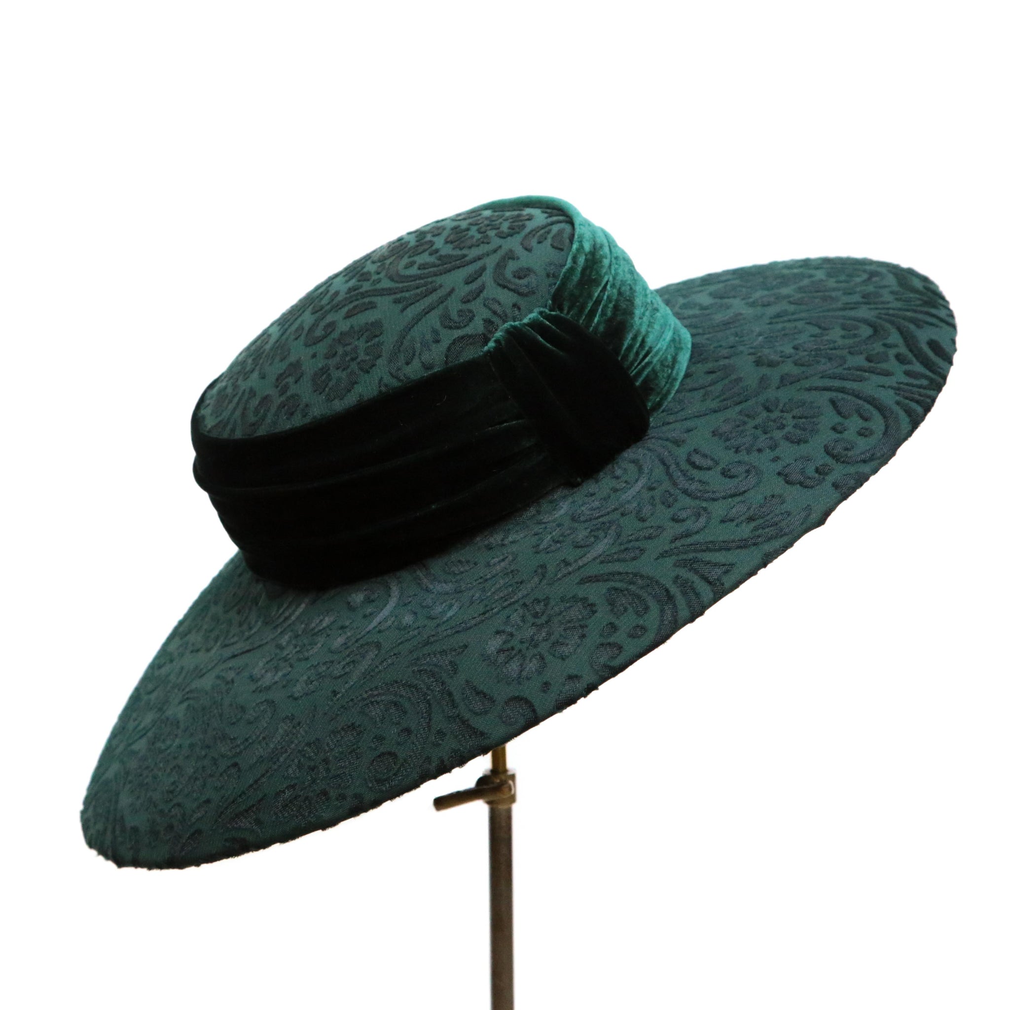 Green Devoré Boater