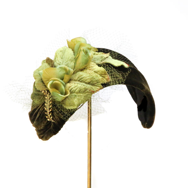Lime olive flower headband
