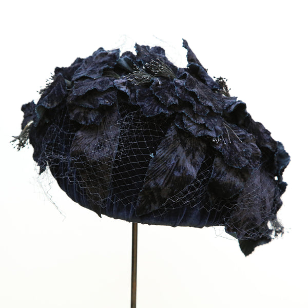 Navy Fleur Beret