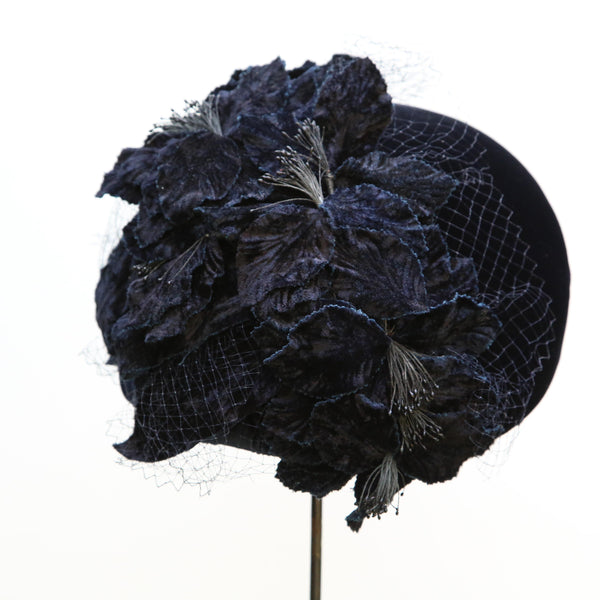 Navy Fleur Beret