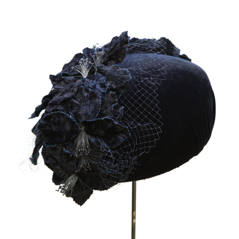 Navy Fleur Beret