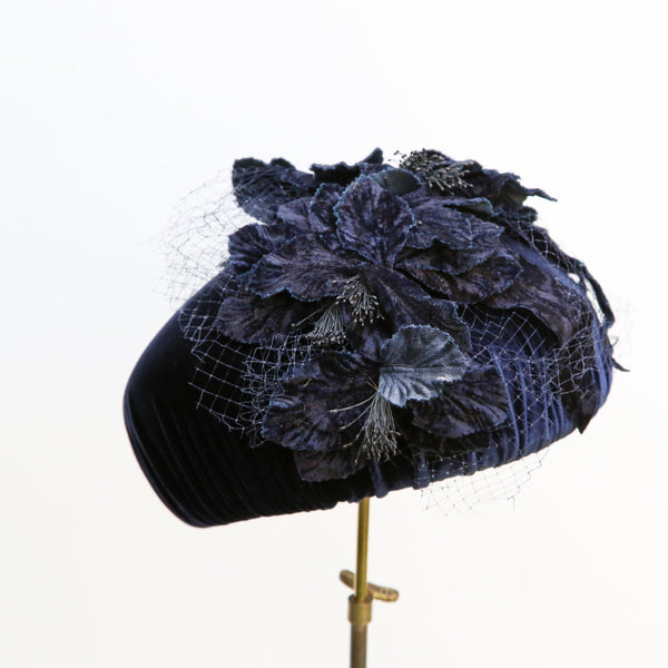 Navy Fleur Beret