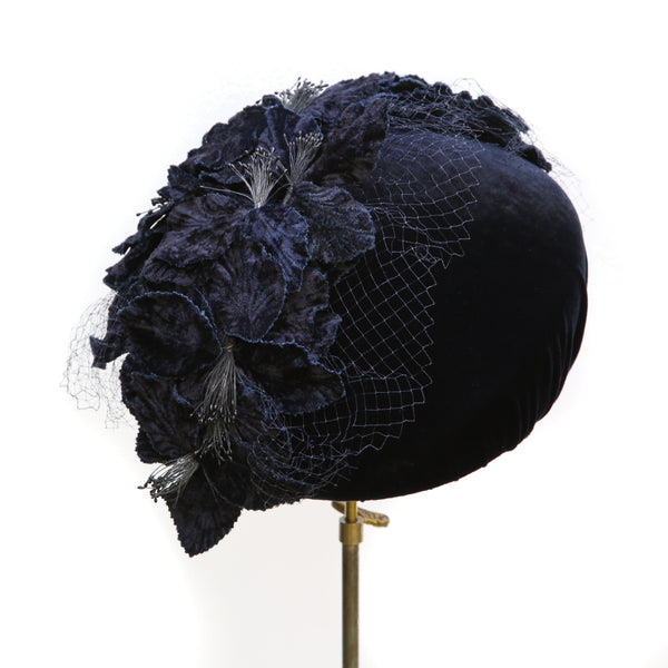Navy Fleur Beret