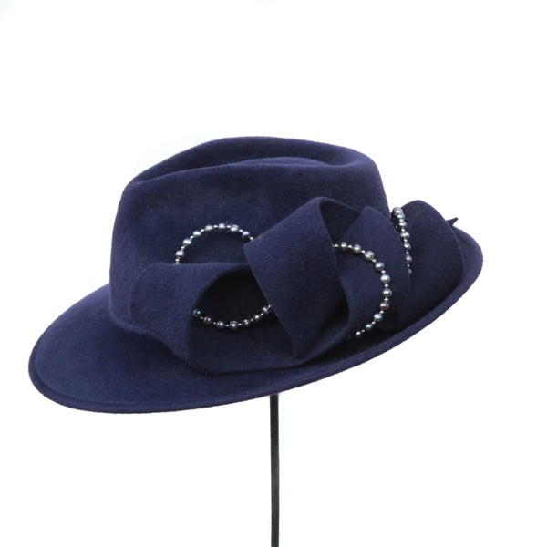 Navy Pearl Swirl Trilby