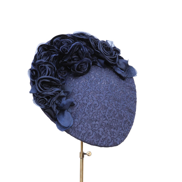 Navy Rose Damask