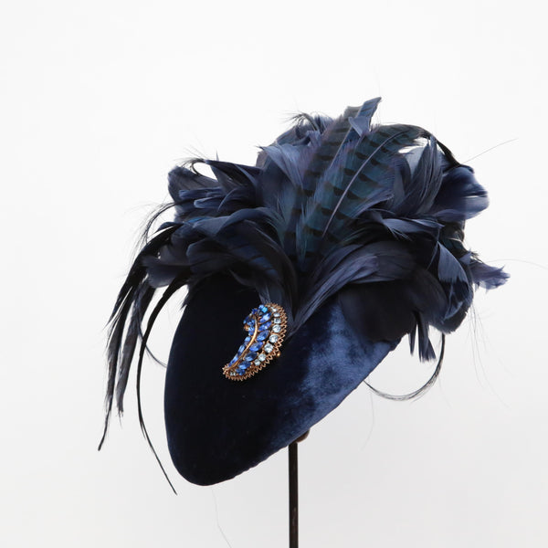 Navy Pheasant Beret