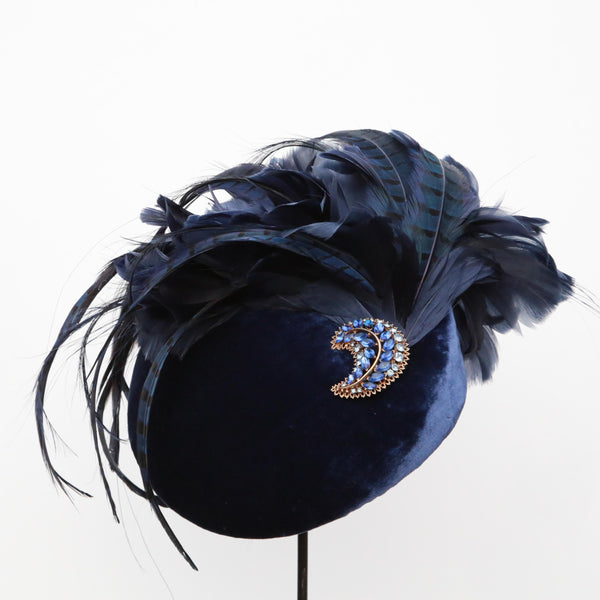 Navy Pheasant Beret