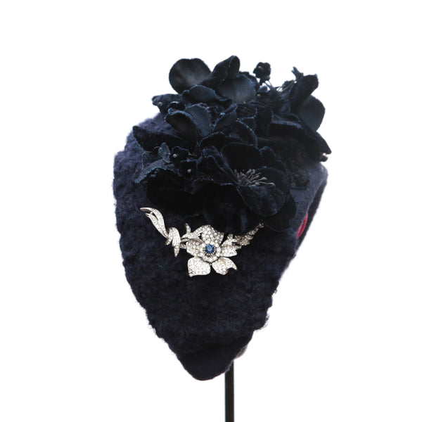 Navy Wool Flower Moon