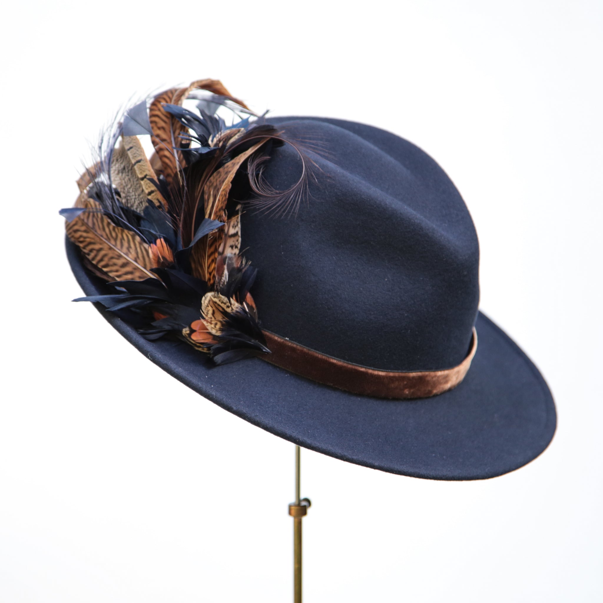 Navy Pheasant Trilby ~ SOLD