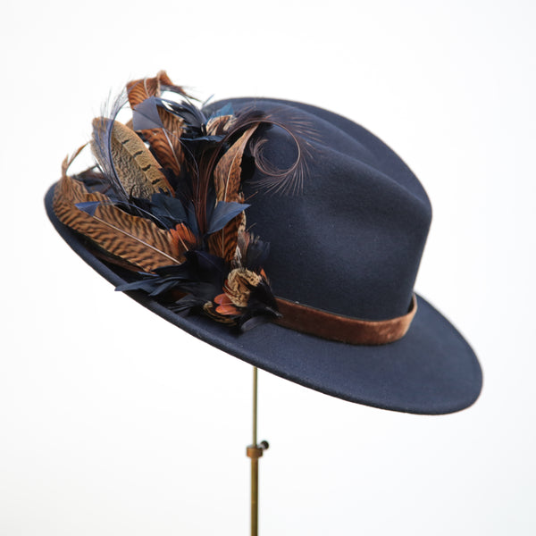 Navy Pheasant Trilby ~ SOLD