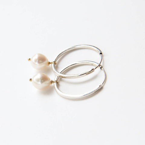 White Pearl Hoops