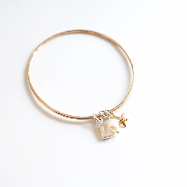 Starfish, Pearl & Initial Bangle